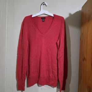 Only Mine Bold Red V-Neck Sweater 100%Cashmere